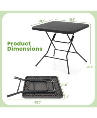 31.5" Square Folding Table Indoor Outdoor Foldable Plastic Table