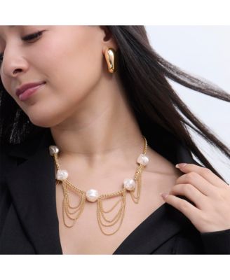 Oversized Pearl Chain Necklace