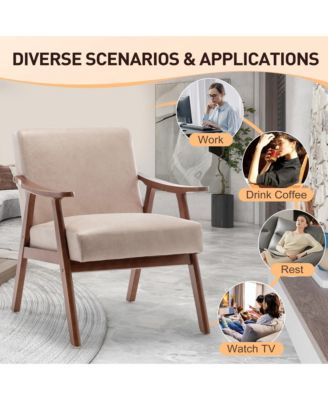 Mid-Century Modern Chair with Solid Wood Frame