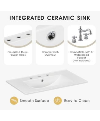 30" Bathroom Vanity with Sink Top, Cabinet with Door and Two Drawers, Solid Wood Frame, One Package