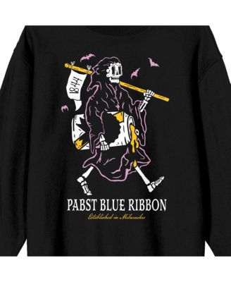 Men's Grim Reaper Enjoying a Beer Adult Black Crew Neck Sweatshirt-3XL