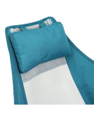 Hammock Camping Chair, Folding Portable Rocking Chair, Aluminum Alloy Adjustable Back Swinging Chair with Pillow Cup Holder, Recliner with Carry Bag for Outdoor Travel Lawn Backyard, Blue (2pcs)