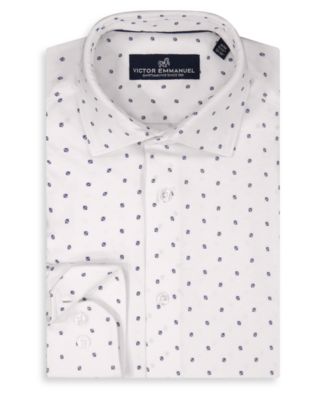 Men's Geometric Print Cotton Knit Dress Shirt