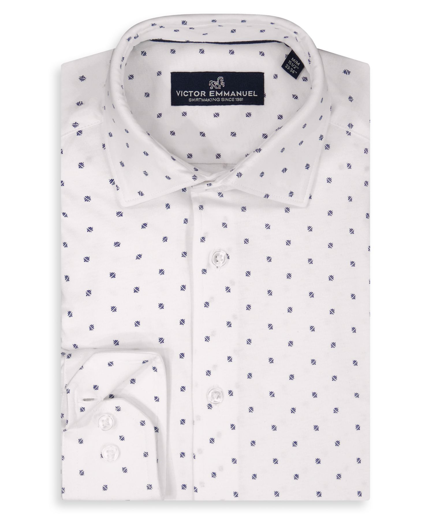 Men's Geometric Print Cotton Knit Dress Shirt