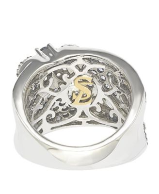 Suzy Levian Sterling Silver Sapphire & Created White Sapphire Floral Ring