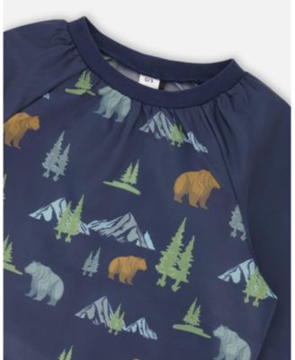 Boy School Apron Navy Animal Print - Toddler|Child