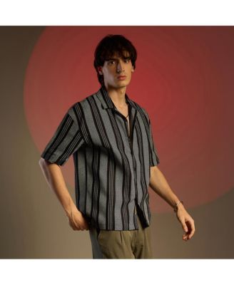 Men's Woven Striped Oversized Shirt