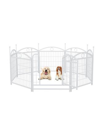 24 in H. 8 White Panels Heavy Duty Metal Dog Pen Pet with Door  for Large Medium Small Dogs Indoor Outdoor