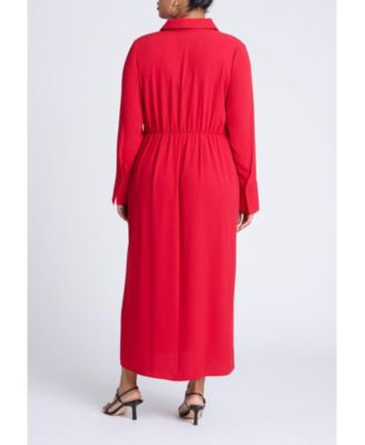 Women's Plus Size Collared Maxi Shirt Dress