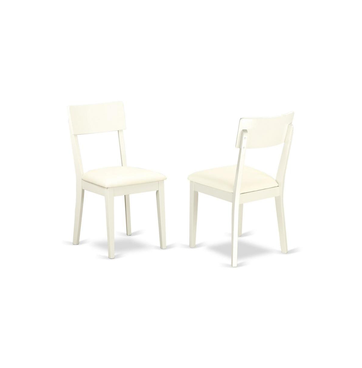 East West Furniture 5 Piece Dining Room Set Consists of 1 Drop Leaves Dining Table and 4 Linen White Faux Leather Dining Chair with Ladder Back