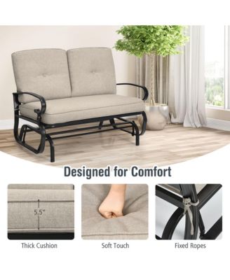 2-Person Outdoor Swing Glider Chair Bench Loveseat Cushioned Sofa