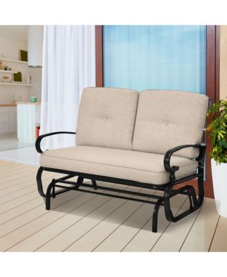 2-Person Outdoor Swing Glider Chair Bench Loveseat Cushioned Sofa