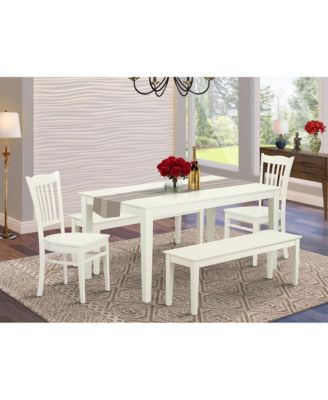  5 Piece Wooden Linen White Rectangular Dining Room Set