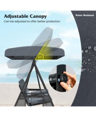 3-Seat Patio Swing Chair w/ Adjustable Canopy Thickened Cushions Pillow Outdooor