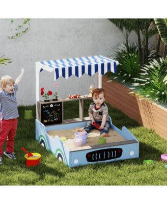 Kids Wooden box, Grocery Store Outdoor Box with Canopy,