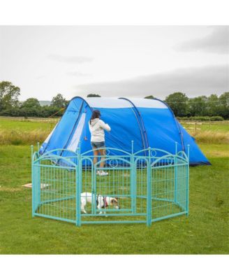 24 in H. 8 Blue Panels Heavy Duty Metal Dog Pen Pet with Door  for Large Medium Small Dogs Indoor Outdoor