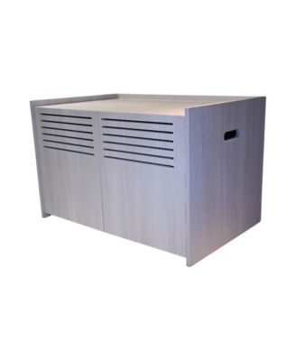 Beige Brown Wood Cat House Cat Litter Box Enclosure with Scratching Pad