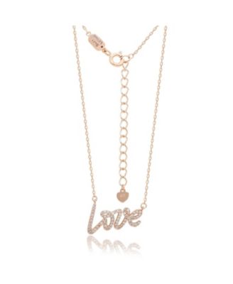 Suzy Levian Rose Sterling Silver White Topaz "LOVE" Necklace