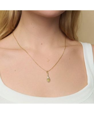 14K Gold Plated Tennis Racket Charm Necklace