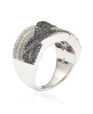 Suzy Levian Sterling Silver Sapphire Crossover Ring