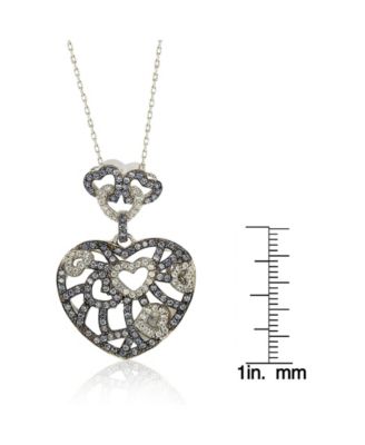 Suzy Levian Sterling Silver Sapphire & Created White Sapphire Clustered Heart Pendant