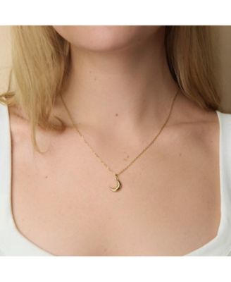 14K Gold Plated Crescent Moon Charm Necklace