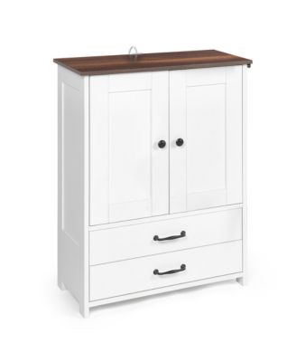 Dog Feeding Station with Storage Adjustable Bowls White