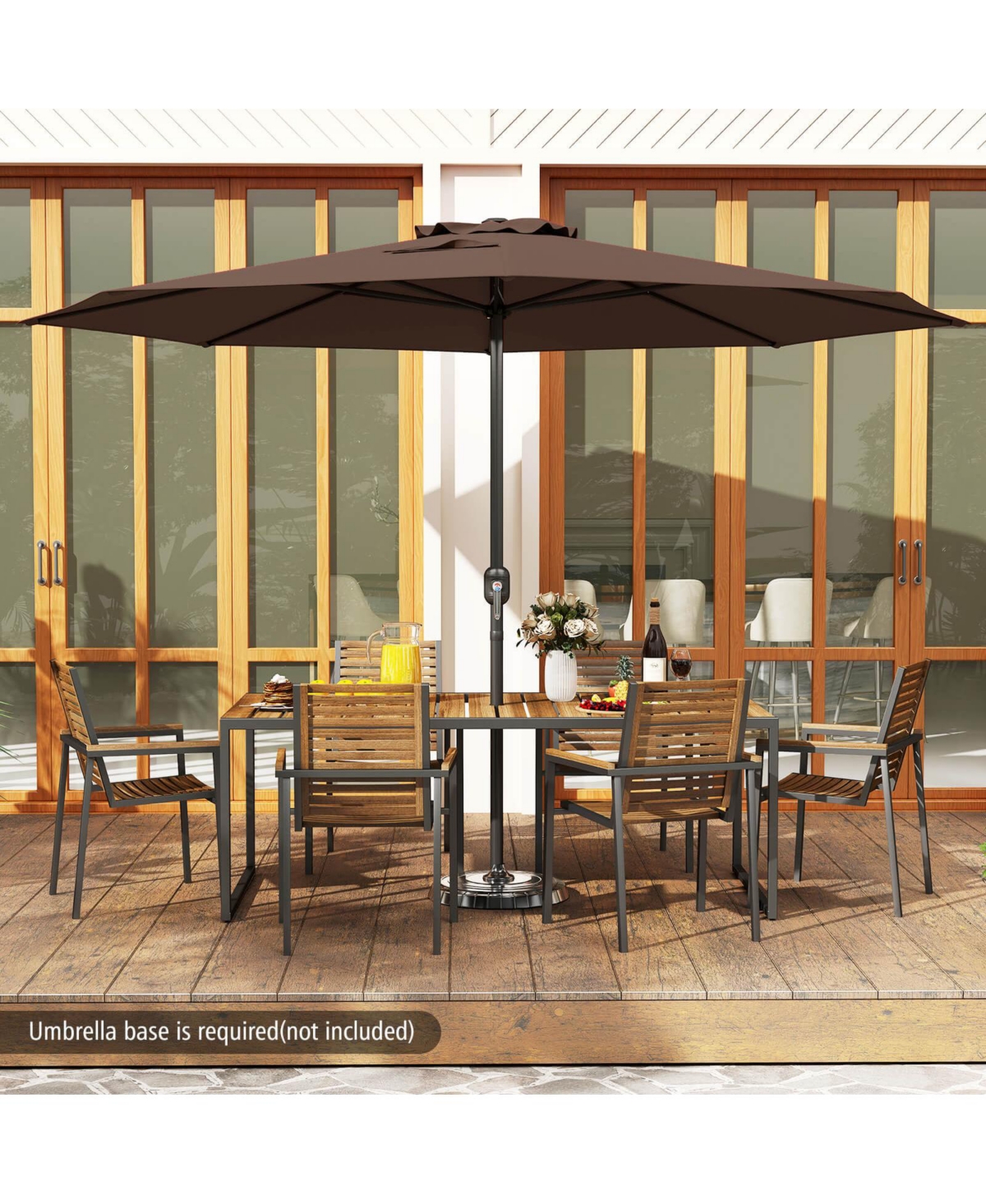 Costway 12 Ft Patio Umbrella Outdoor Market with Crank Handle 8 Sturdy Ribs