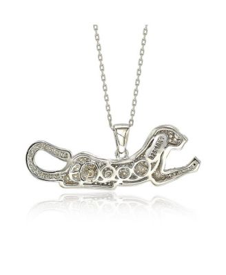 Suzy Levian Sterling Silver White Sapphire Prowling Tiger Pendant