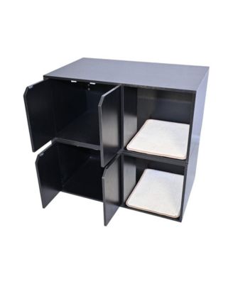 Black 36 in. Cat House Cat Litter Box Enclosure Hidden Furniture with Scratch Pad