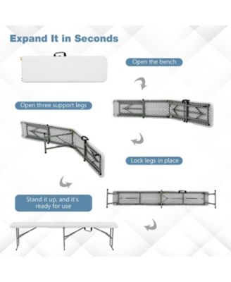 6 Feet Portable Picnic Folding Bench with 550 lbs Capacity and Carrying Handle