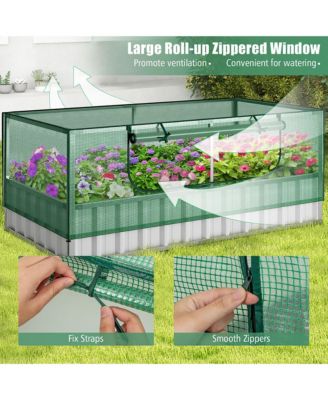 69'' x 36'' x 28'' Galvanized Raised Garden Bed w/ Cover Roll-up Window Greenhouse