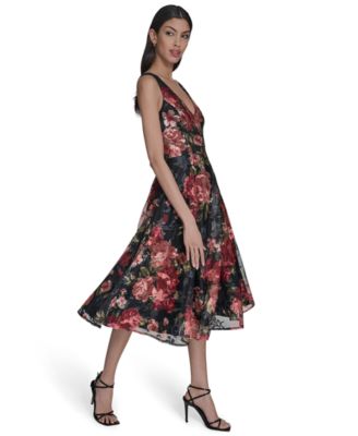 Petite Sleeveless Fit and Flare Midi Dress