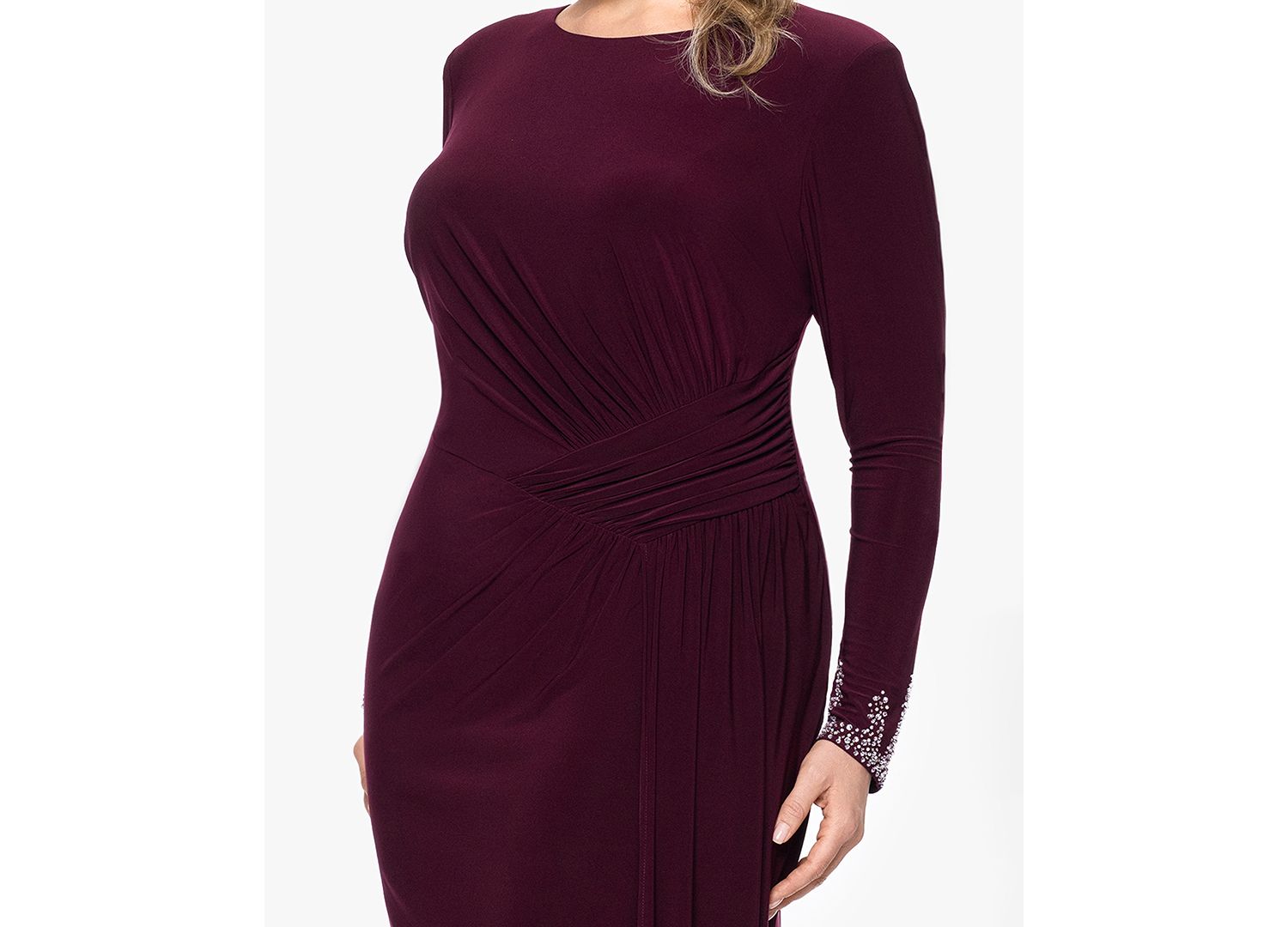 Plus Long Sleeve Beaded Cuff Dress