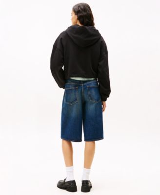 Women's Crop Linear Bling Hoodie