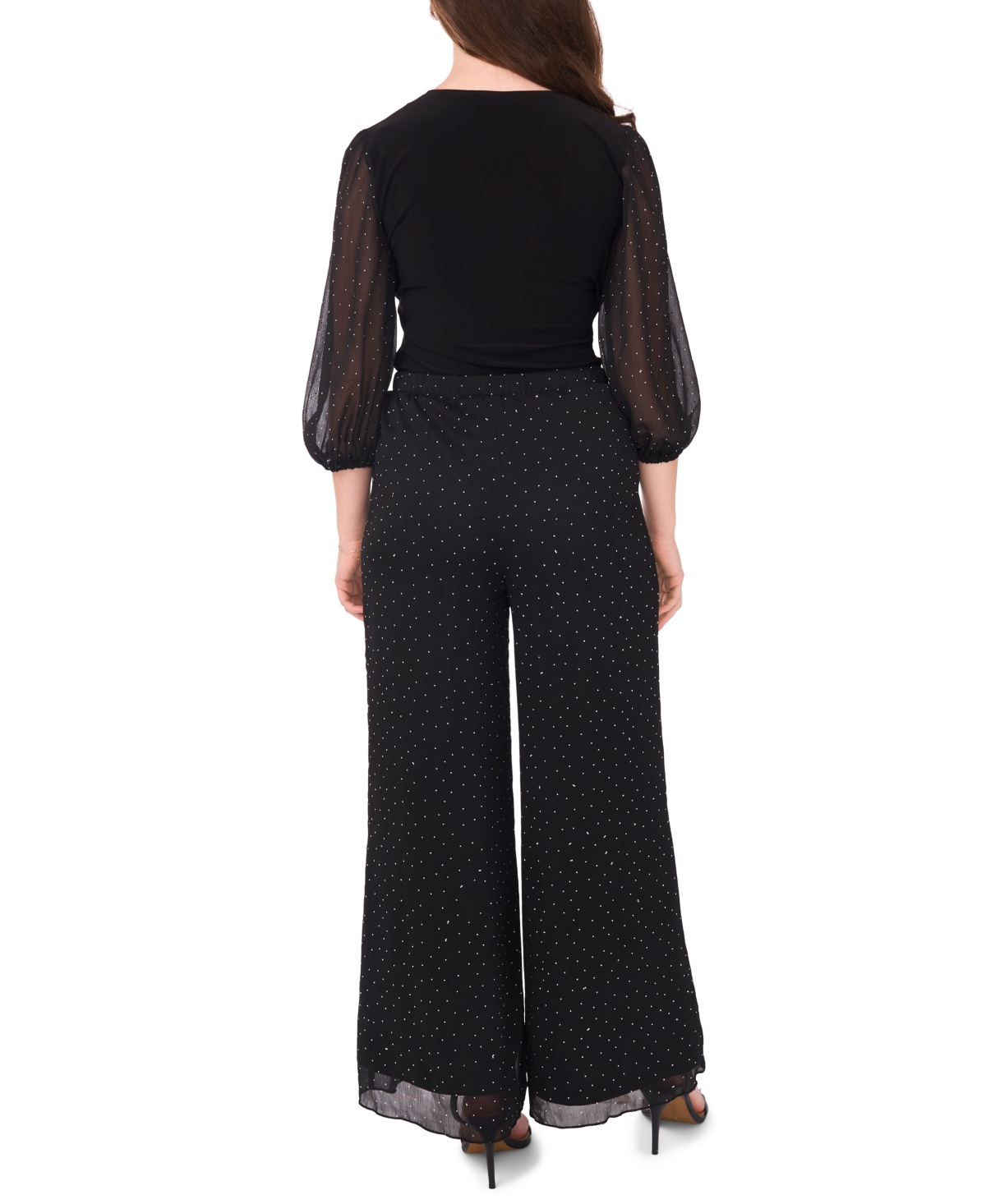 Msk Petite Combo Palazzo Pants In Black