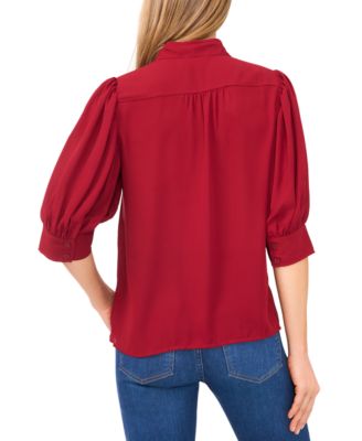 Women's 3/4-Sleeve Collared Button-Down Top