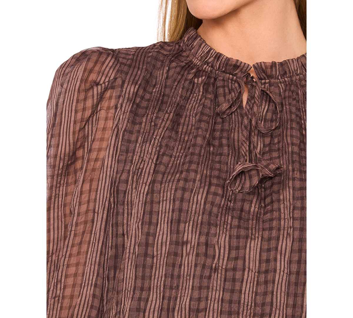 Cece Women's Smocked Cuff Ruffle Top In Multi