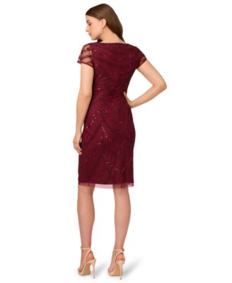 Women's Beaded Cap-Sleeve Sheath Dress
