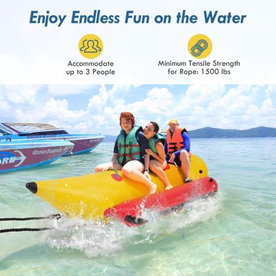 3-Person Inflatable Banana Boat with Electric Air Pump, Carrying Bag, and Repair Kit