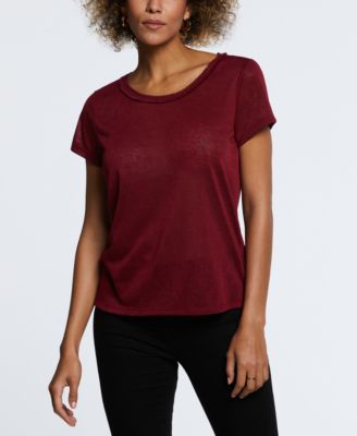ELLA Rafaella - Ella Rafaella Women's Petite Size Short Sleeve Top with Decorative Trim