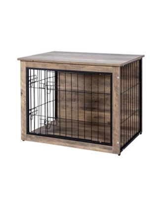 Medium Wooden Dog Crate  Indoor Dog Kennel with Double Doors