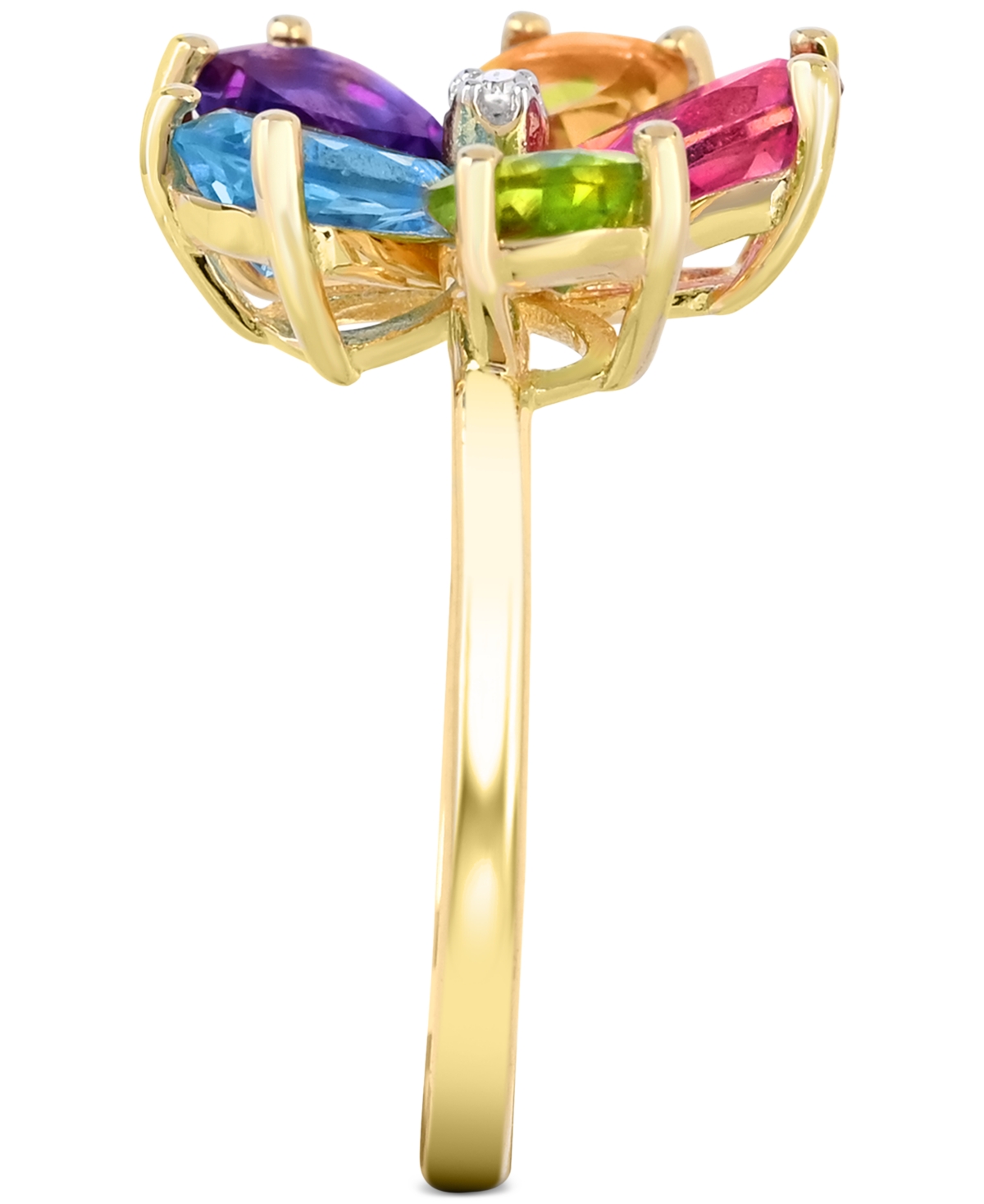 Macy's Multi-gemstone (3-1/2 Ct. T.w.) Flower Statement Ring With Diamond Accent In 14k Gold-plated Sterlin In Yellow