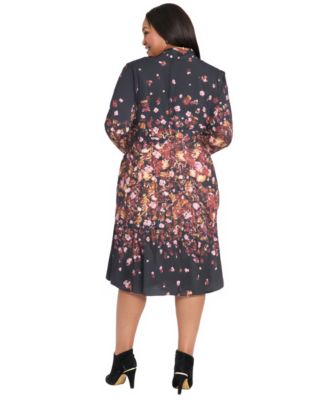 Plus Size Placement Shift Midi Dress