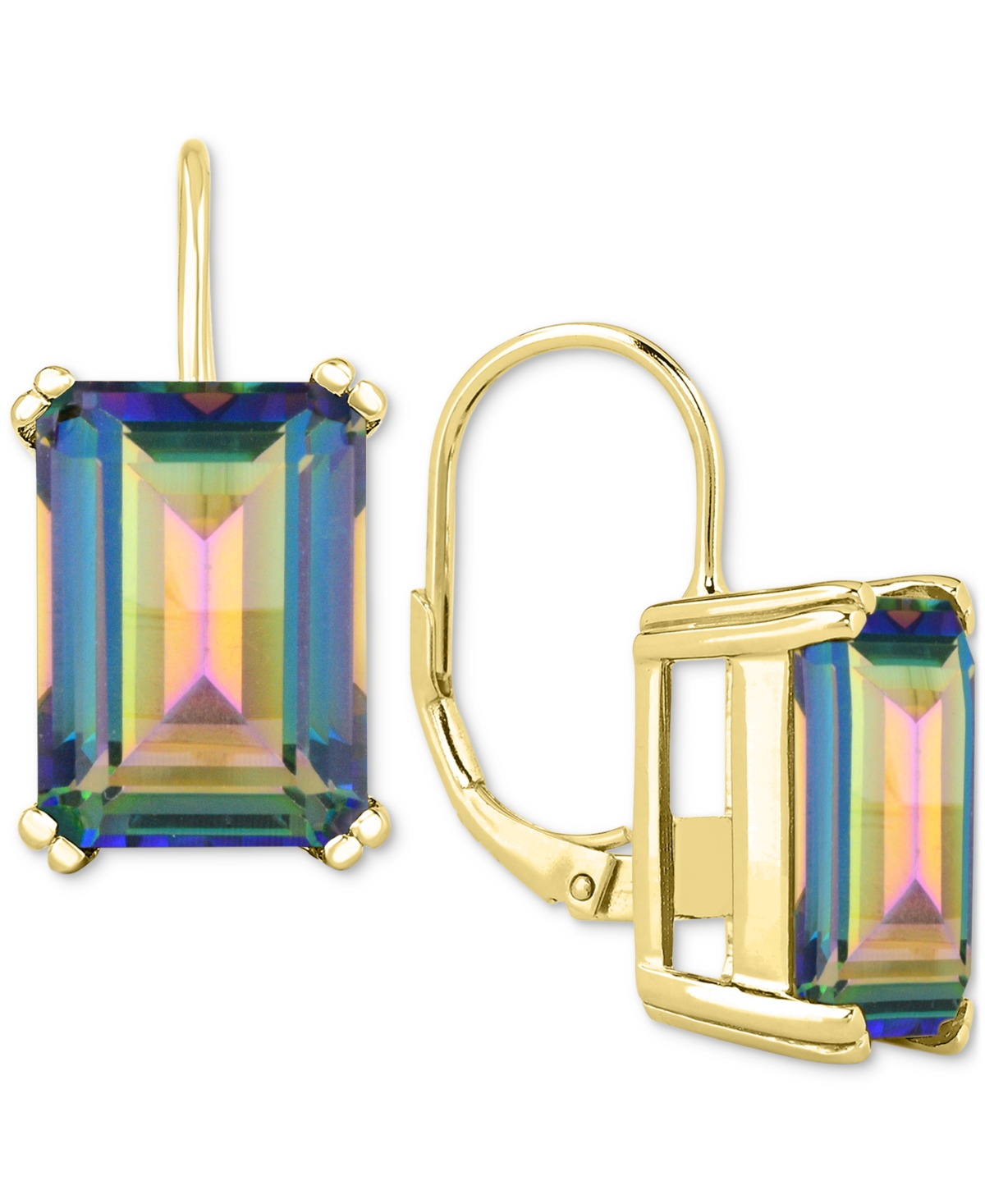 Macy's Onyx Leverback Hoop Earrings In 14k Gold-plated Sterling Silver