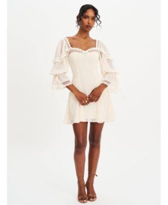 Women Zakira Lace Trim Half Sleeve Mini Dress