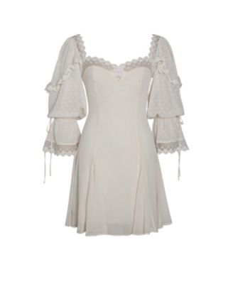 Women Zakira Lace Trim Half Sleeve Mini Dress