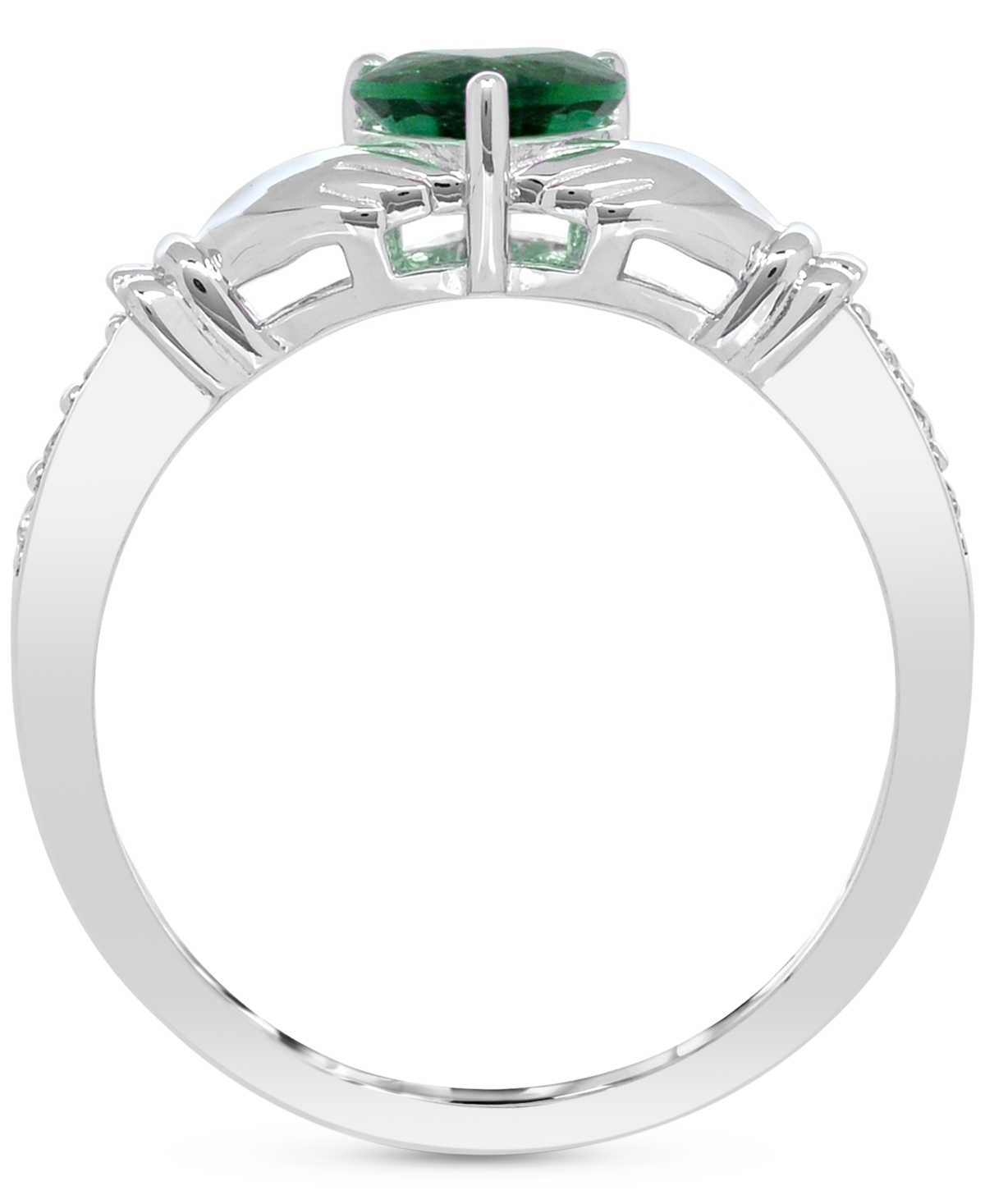 Macy's Lab-created Emerald 3/4 Ct. T.w. And Lab-created White Sapphire 1/3 Ct. T.w. "i Love You" Inscriptio In Green