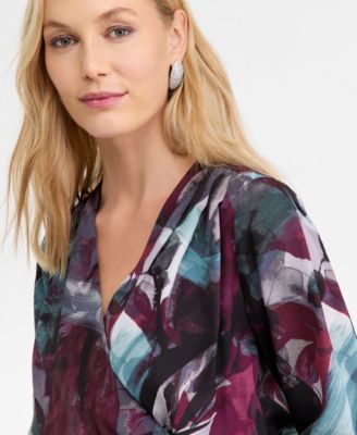 Women's Long-Sleeve Surplice-Neck Midi Dress, Macy's Exclusive