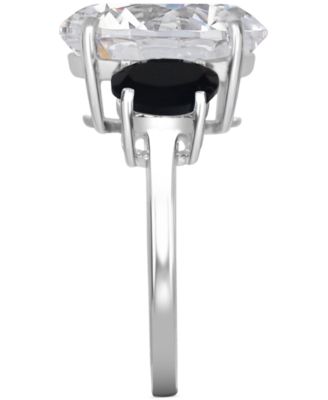 White Quartz 4-3/4 ct. t.w. and Black Onyx 2-7 x 5mm Oval Statement Ring in Sterling Silver